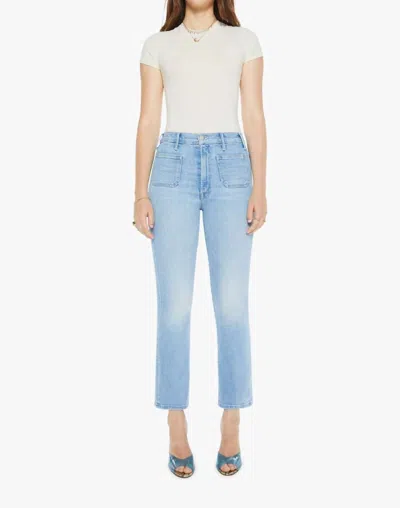 Mother Hustler Patch Pocket Ankle Flare Jeans In Tune In Tune Out In Blue
