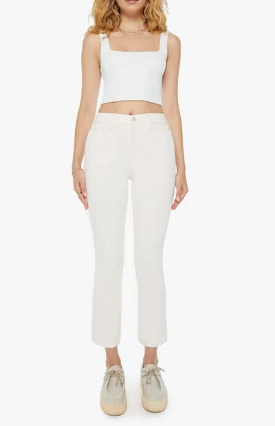 Mother Hustler Patch Pocket Flood Pants In Cream Puffs In White
