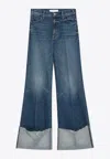 Mother Flared Jeans With Frayed Hem And Pockets