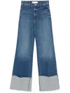 Mother Jeans The Hustler Roller Heel Cuff Fray In Blue