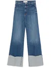 Mother Jeans The Hustler Roller Heel Cuff Fray In Blue