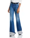Mother Hustler Roller Heel Frayed Cuff Jeans In It's A Small World In It's A Small World