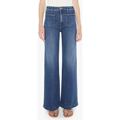 Mother Hustler Roller Patch Flare Leg Jeans In Blue
