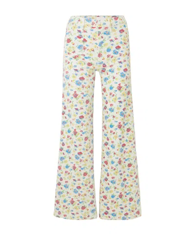 Mother Hustler Roller Patch Pocket Floral-print High-rise Bootcut Jeans In Multi