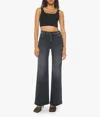Mother Hustler Roller Sneak Denim In Black In Black