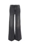 Mother Hustler Roller Sneak Fray Jeans In Gray