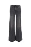 Mother Hustler Roller Sneak Fray Jeans In Gray