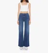 Mother Wide-leg Trousers With Elasticized Fit And Contrast Stitching In Blue
