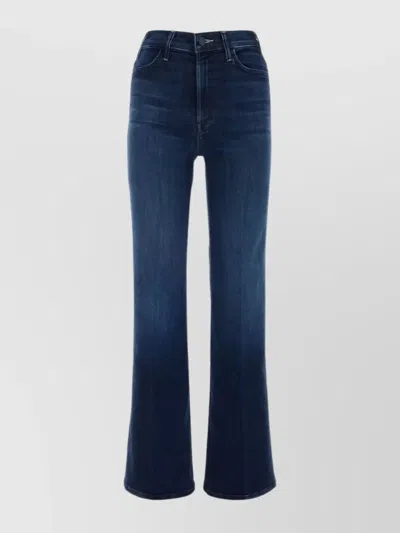 Mother Hustler Roller Sneak Slightly Flared Stonewashed Denim Trousers In Blue