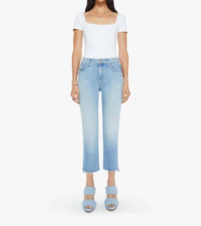 Mother Insider Crop Fray Denim Jeans In Can You Dig It In Blue