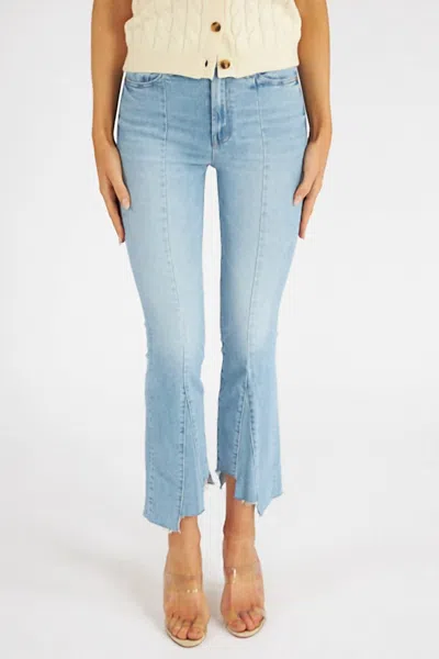 Mother Insider Crop Pointy Fray High Rise Bootcut Jeans In Lets Get It Together In Blue