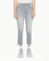 Mother Insider Crop Step Fray Bootcut Jeans In Noted In Gray In Gray