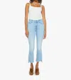 Mother Insider Crop Step Fray Bootcut Jean In Beaming In Blue
