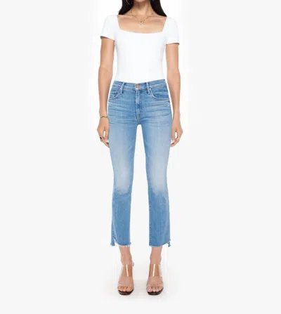Mother Insider Crop Step Fray High Waist Bootcut Jeans In Out Of The Blue