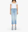 Mother Kick It Ankle Fray Straight Leg Jeans In Can You Dig It