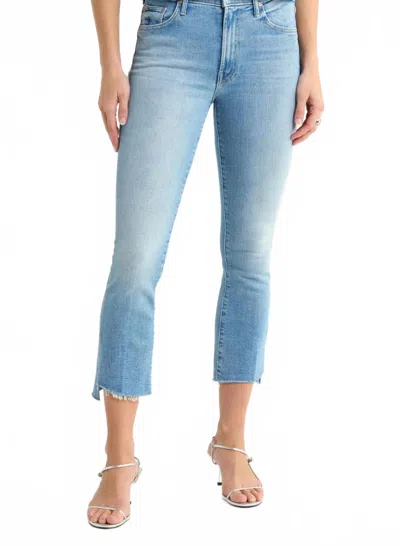 Mother Insider Crop Step Fray Jeans In Can You Dig It In Blue