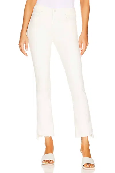 Mother Insider Crop Step Fray Jeans In Cream Puffs In White