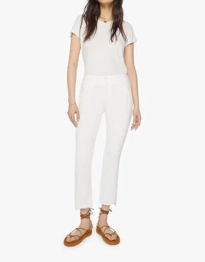 Mother Insider Crop Step Fray Jeans In Fairest Of Them All In White