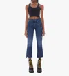 Mother The Insider High Rise Crop Step Fray Bootcut Jeans In Girl Crush In Multi