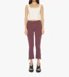 Mother Insider Crop Step Fray Jeans In Mauve Wine In Red