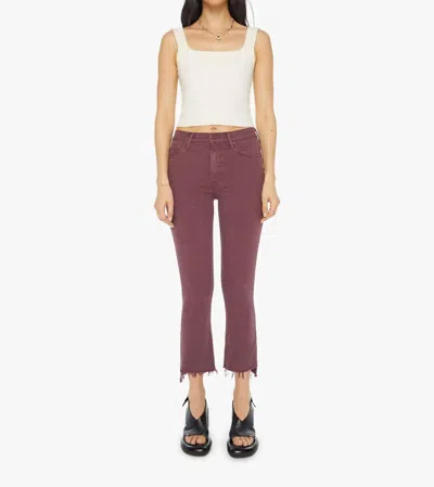 Mother Insider Crop Step Fray Jeans In Mauve Wine In Red