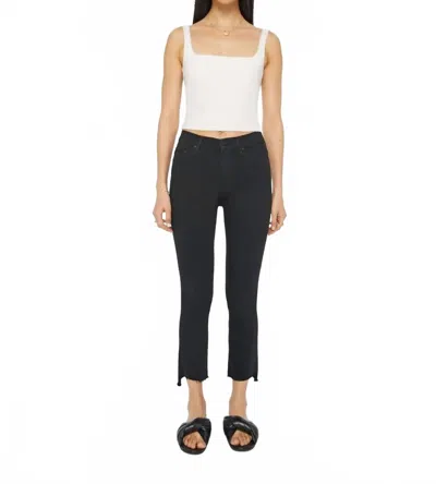 Mother Insider Crop Step Fray Jeans In Not Guilty In Black