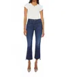Mother Insider Crop Step Fray Jeans In Off Limits In Blue