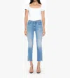 Mother Insider Crop Step Fray Jeans In Out Of The Blue In Multi