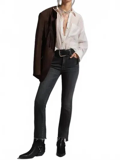 Mother Insider Crop Step Fray Jeans In Up In Smoke In Multi