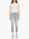 Mother Insider Crop Step Fray Bootcut Jeans In Noted In Gray