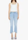 Mother Insider Cropped Fray Jeans In Lets Get It Together In Blue
