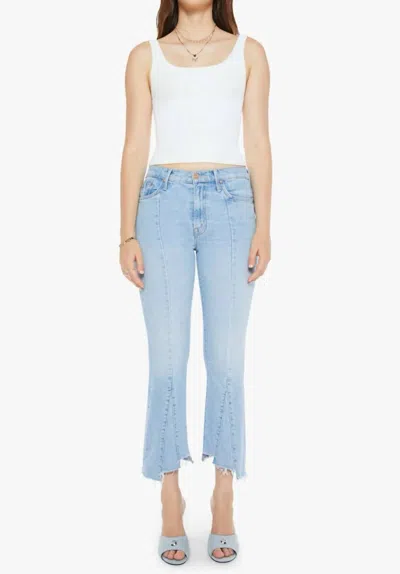 Mother Insider Cropped Fray Jeans In Lets Get It Together In Blue