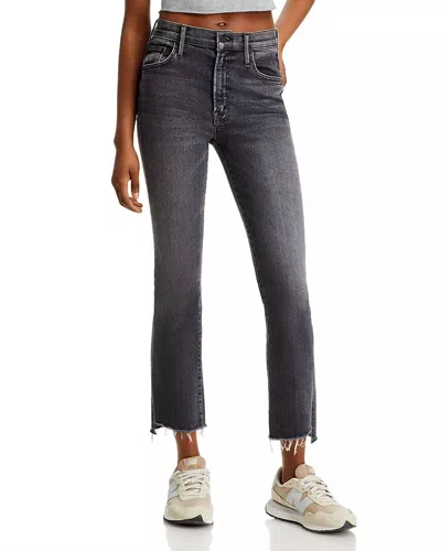 Mother Insider High Rise Crop Step Fray Bootcut Jeans In Up In Smoke In Multi