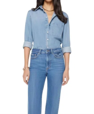 Mother Itty Bitty Pinch Frenchie Button-up In Blue In Black