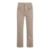 Mother Straight Trousers With Embroidered Detail And Pockets In Neutral