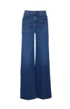 Mother Wide-leg Trousers With Elasticized Fit And Contrast Stitching In Blue