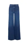 Mother Wide-leg Trousers With Elasticized Fit And Contrast Stitching In Blue
