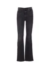 Mother Flared Leg Trousers Contrast Stitching In Black