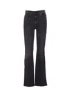 Mother Flared Leg Trousers Contrast Stitching In Black