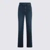 Mother Wide-leg Trousers With Elasticized Fit And Contrast Stitching In Blue