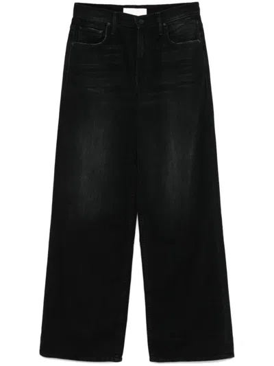 Mother The Mid Rise Rambler Zip Flood Jeans In Spiked Hair Art Flair In Black
