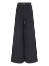 Mother 'ditcher' Brown Five Pockets Jeans With Wide Leg In Corduroy Woman In Black