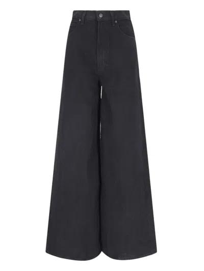 Mother 'ditcher' Brown Five Pockets Jeans With Wide Leg In Corduroy Woman In Black