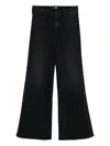 Mother Wide Black Jeans In Soft Cotton-modal Blend In Black