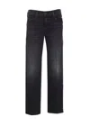 Mother The Mid Rise Rambler Zip Flood Jeans In Black