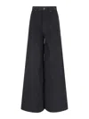 Mother 'ditcher' Brown Five Pockets Jeans With Wide Leg In Corduroy Woman In Black