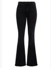 Mother Womens Nighty Night The Weekender Flared-leg Mid-rise Denim-blend Jeans In Black