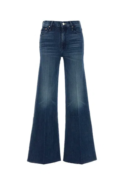 MOTHER 'THE TWISTED SNEAK FRAY' BLUE FIVE-POCKET JEANS WITH BLEACHED EFFECT IN COTTON BLEND WOMAN