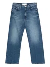 Mother High-waisted Cropped Jeans In Blue Denim In Blue