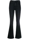 Mother Cropped Flared Denim Jeans In Blue